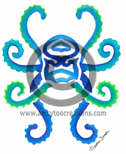 Tribal Octopus Hand-drawn original colored pencil artwork www ...