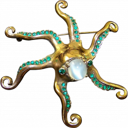 NETTIE ROSENSTEIN Sterling Opal and Emerald Octopus Pin | Emeralds ...