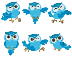 blue owl clip art digital clipart - Owl graphics - owl ...