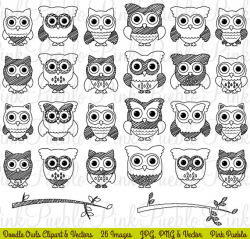 Cute Doodle Owl Clipart Clip Art, Black and White Doodle Owl ...
