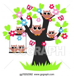 Vector Illustration - Owl family tree together. Stock Clip ...