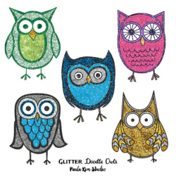 Glitter Owl Clipart, Owl Clip Art, Digital Instant Download ...