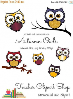 Autumn Owl Digital Clipart Commercial Use Glitter Metallic ...