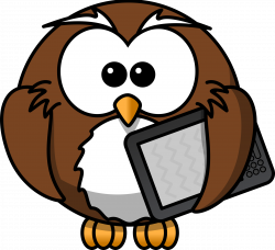 Clipart - Owl with ebook reader