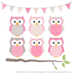 Pink Patterned Owl Clipart & Patterns