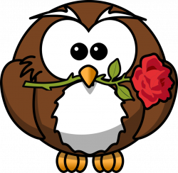 Public Domain Clip Art Image | Cartoon owl with a rose | ID ...