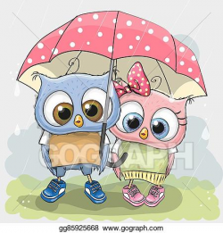 Vector Stock - Two cute lovers owls. Clipart Illustration ...