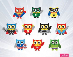 SUPERHERO owl clipart invitation commercial use by 2moon ...