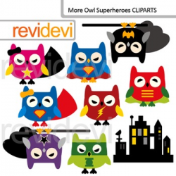 Clip art Superhero owls / cute owl digital clipart / commercial use