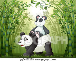 Vector Art - Two pandas inside the bamboo forest. Clipart ...