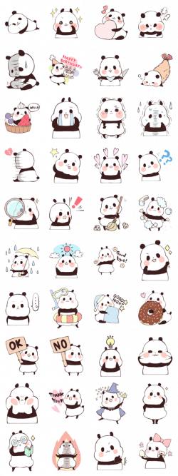 Line Sticker panda character, cute fat Kawaii | Drawings | Pinterest ...