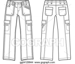 Drawing - Lady fashion cargo pants. Clipart Drawing ...
