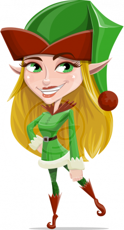 Candy Elf-licious: a female elf vector cartoon dressed in a ...