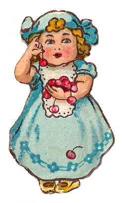 Antique Images: Digital Vintage Free Girl Holding Cherries Clip Art ...