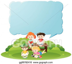 EPS Illustration - Border template with kids reading books ...