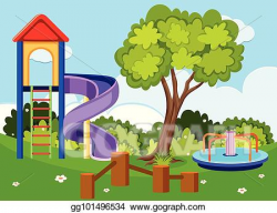 Clip Art Vector - Background scene with slide and roundabout ...