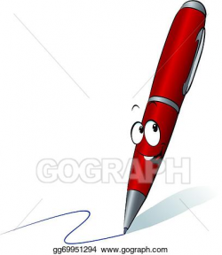 Vector Art - Funny red pen cartoon writing. EPS clipart ...