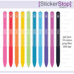 Gel Pen Icon Digital Clipart in Rainbow Colors - Instant ...