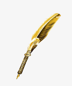 Golden Feather Pen, Textured, Luxurious, Noble PNG ...