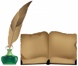 Ancient Book And Inkwell PNG ClipArt