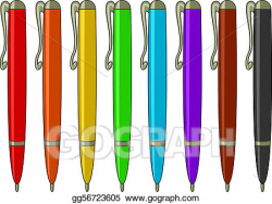 Vector Stock - Set of multicoloured pens. Clipart ...