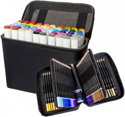 ColorIt Ultimate Duo - 50 Dual Tip Marker Set, 72 Colored Pencil Set