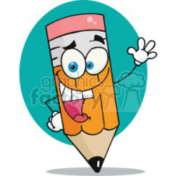 happy cartoon pencil character clipart. Royalty-free clipart # 377846
