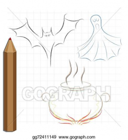 Vector Art - Pencil drawing on the theme of halloween. EPS ...