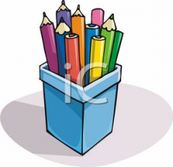 Clip Art Image: Colored Pencils In a Jar