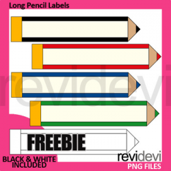Back to school free clip art - Long Pencil Labels Freebie