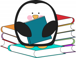 Penguin surrounded by books. Too cute, free clip art in ...