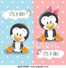 Vector Stock - Penguins boy and girl. Clipart Illustration ...