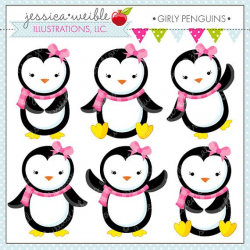Girly Penguins Cute Digital Clipart - Commercial Use OK ...