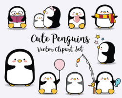 penguin clipart, cute penguins, baby penguins, kawaii penguins, instant  download