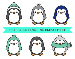 Premium Vector Penguin Clip Art - Cute Penguin clip art - Vector Penguins -  Kawaii Penguins - High Quality Vectors - Cute Baby Penguins