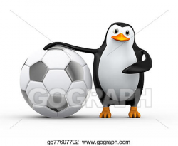 Stock Illustrations - 3d penguin soccer player with large ...