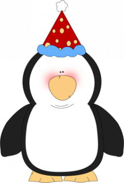 Penguin Wearing a Party Hat Clip Art | Chilly Frosty Snowmen ...