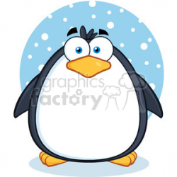 Royalty Free RF Clipart Illustration Cute Penguin Cartoon Mascot Character  In The Snow clipart. Royalty-free clipart # 395634