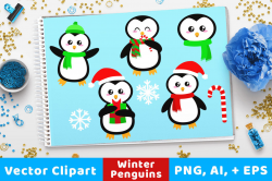 Holiday Penguins Clipart, Christmas Clipart, Holiday Clipart ...