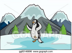 EPS Illustration - Penguin at ice mountain scene. Vector ...
