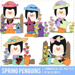 Spring Penguins Clip Art by Alice Smith | Alice Smith Clip ...
