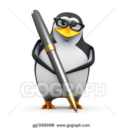Stock Illustration - 3d academic penguin writing with a pen ...