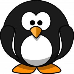 Clipart - Cute round cartoon penguin (flat colors)