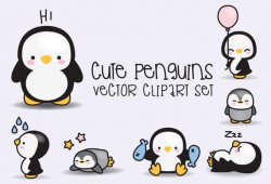 Premium Vector Clipart - Kawaii Penguins - Cute Penguins Clipart Set - High  Quality Vectors - Instant Download - Kawaii Clipart