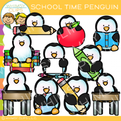 Cute School Time Penguin Clip Art