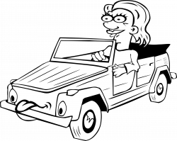 Clipart - Girl Driving Car Cartoon