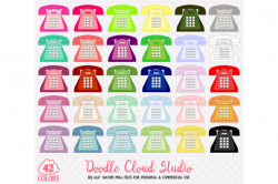 42 Colorful Telephone Clipart Cute Retro Vintage Old Phone ...