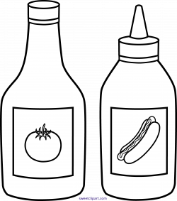 Ketchup Mustard Outline Clipart - Sweet Clip Art