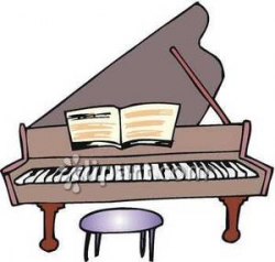 A Big Piano with Sheet Music Royalty Free Clipart Picture