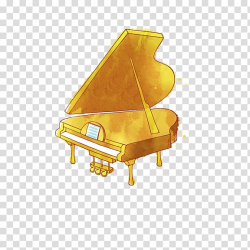 Piano Cartoon Animation, Gold Piano transparent background ...